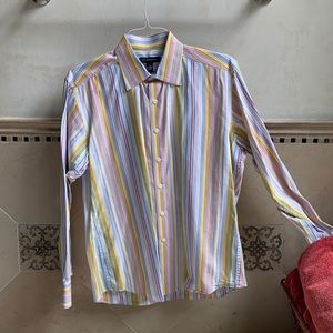INC pastel multi-stripe dress shirt